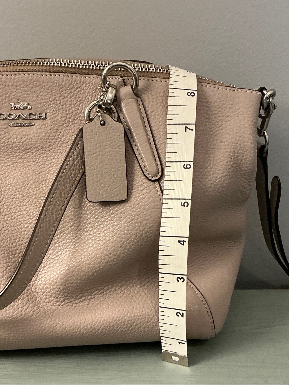 Coach F28993 Kelsey Pebbled Leather Shoulder Satchel Crossbody in Grayish Taupe - Picture 12 of 14